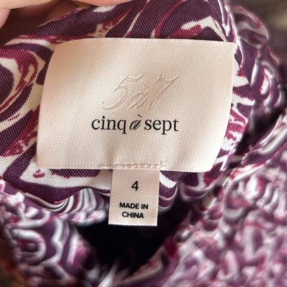 CINQ A SEPT Inkstrokes Daria Silk Midi Dress - Dark Plum - Picture 8 of 8